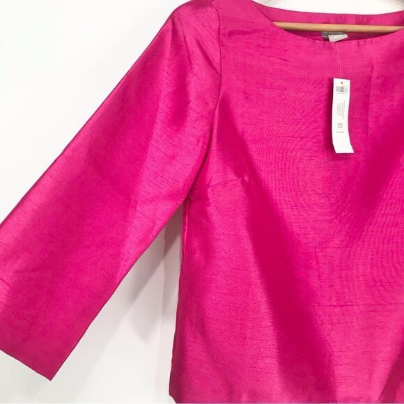 Chico’s Vibrant Pink Classic Boat Neck Pullover Top in Summerberry NEW - Picture 8 of 16